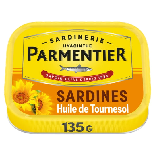 Sardines à l'Huile de Tournesol PARMENTIER — la boite de 135 g — Lot de 3