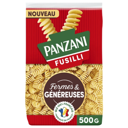 Pâtes fusilli fermes et généreuses PANZANI — le paquet de 500g — Lot de 3