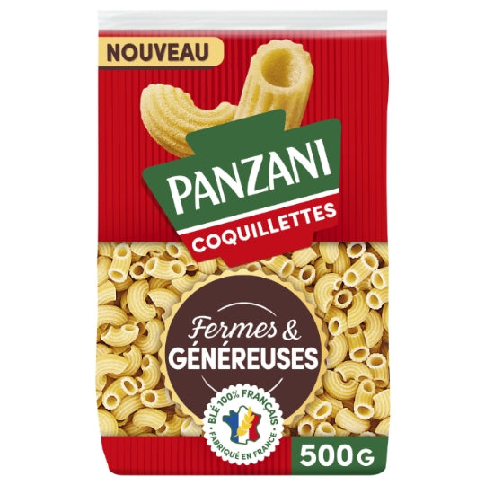Pâtes Grandes Coquillettes Fermes et Généreuses PANZANI — le paquet de 500g — Lot de 3