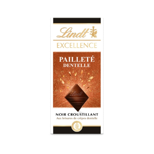 Tablette de Chocolat Noir Excellence Crêpe Dentelle LINDT — La tablette de 100g — Lot de 3