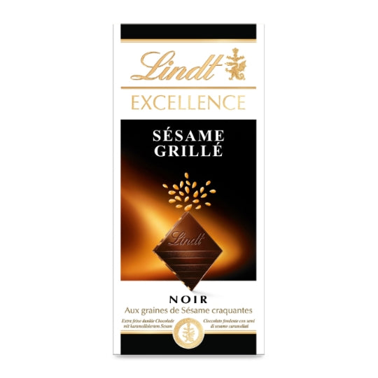 Tablette de Chocolat Noir Excellence Sésame Grillé LINDT — La tablette de 100g — Lot de 3