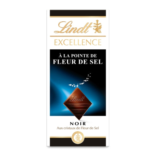 Tablette de Chocolat Noir Excellence Fleur de Sel LINDT — La tablette de 100g — Lot de 3
