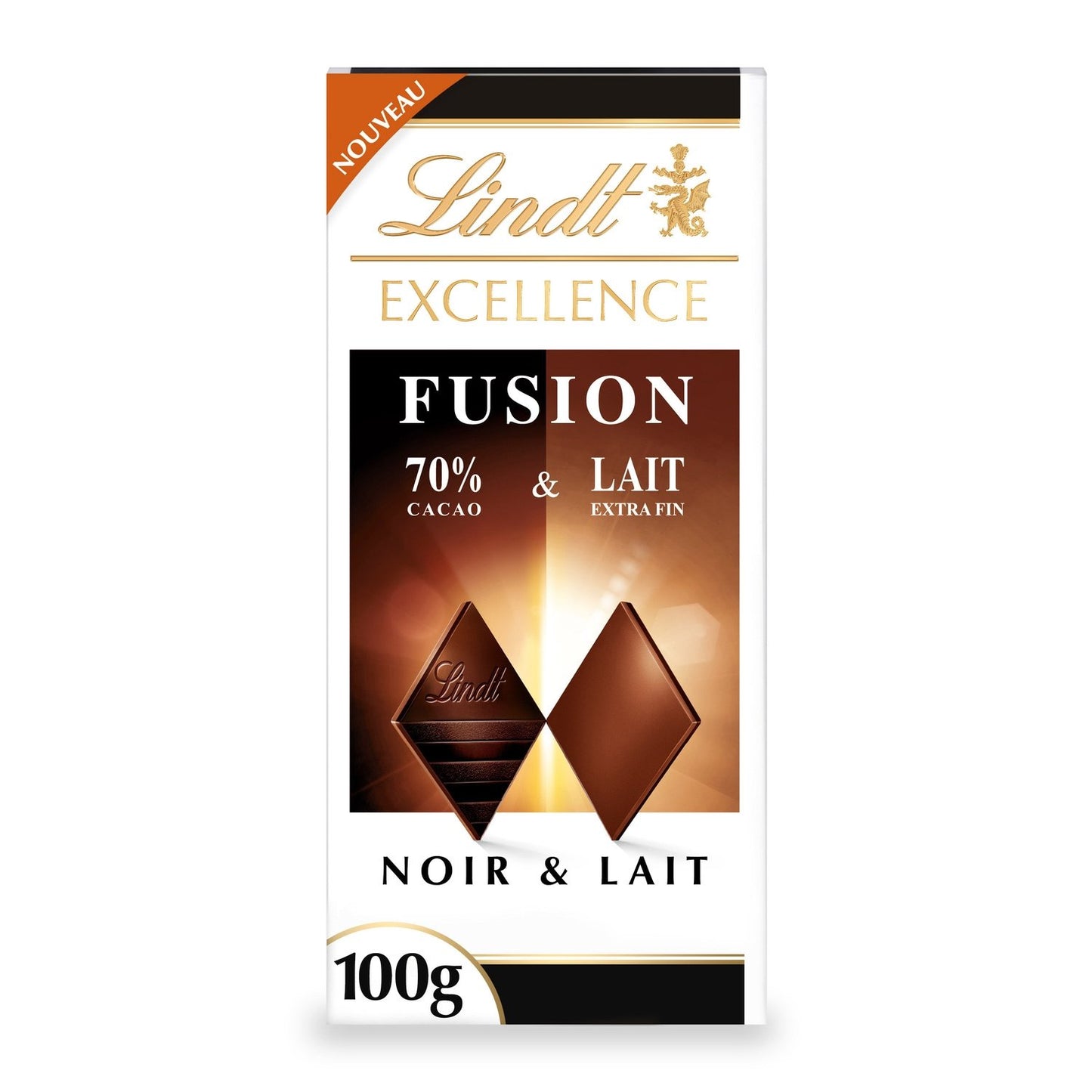 Tablette de chocolat excellence fusion noir 70% et lait LINDT