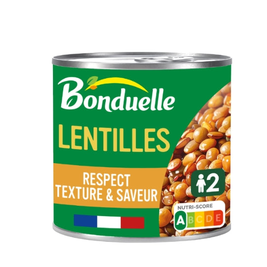 Lentilles Cuites dans tres peu de Jus BONDUELLE — le pot de 265g — Lot de 3