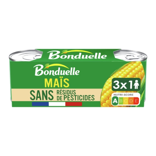 Maïs sans résidu de pesticides BONDUELLE — le lot de 3 boites de 140g — Lot de 3