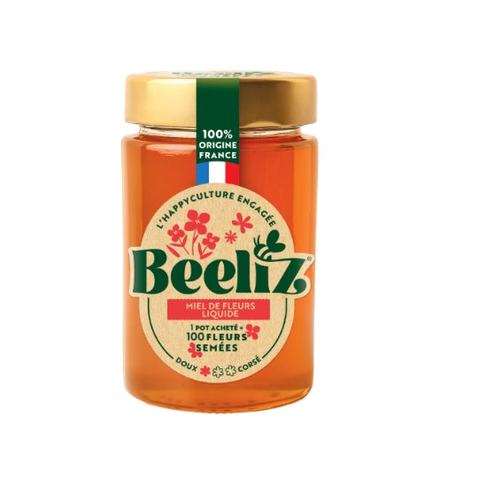 Miel de Fleurs Liquide Doux de France BEELIZ — le pot de 250g — Lot de 3