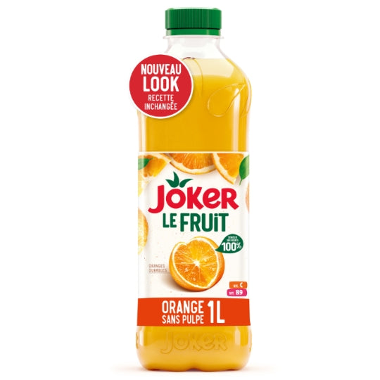 Jus d'Orange Sans Pulpe et Sans Sucres Ajoutés JOKER — la bouteille de 1 L — Lot de 3