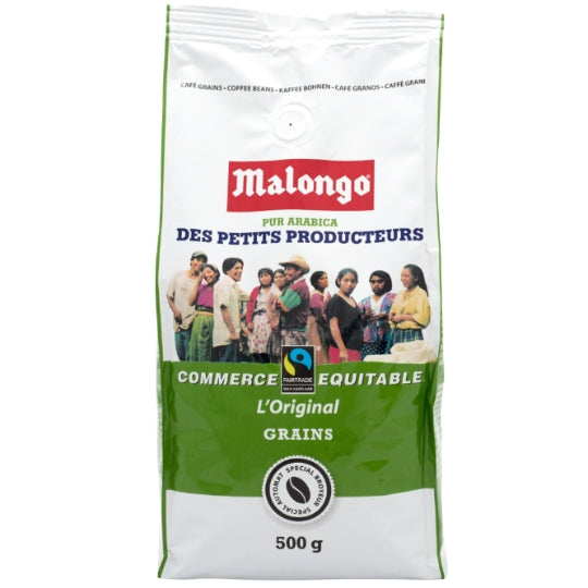 Café en Grains 100% Arabica Commerce Équitable MALONGO — le sachet de 500 g — Lot de 3