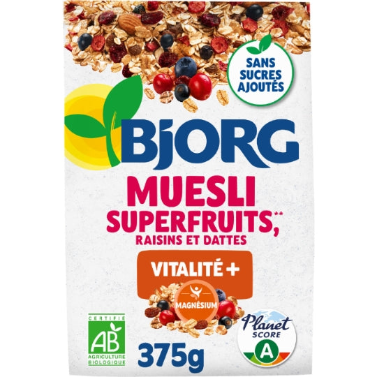 Muesli Super Fruits Bio BJORG — Le paquet de 375g — Lot de 3