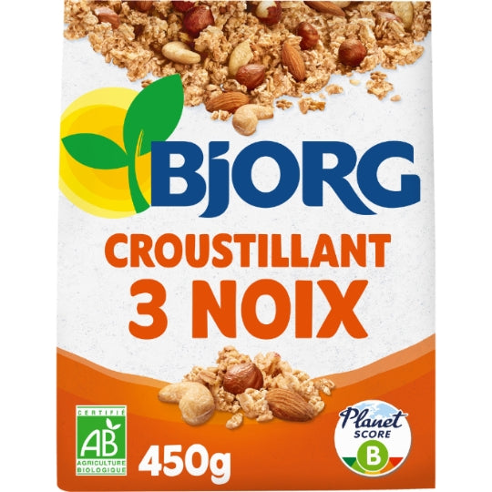 Muesli Croustillant 3 Noix Bio BJORG — La boite de 450g — Lot de 3