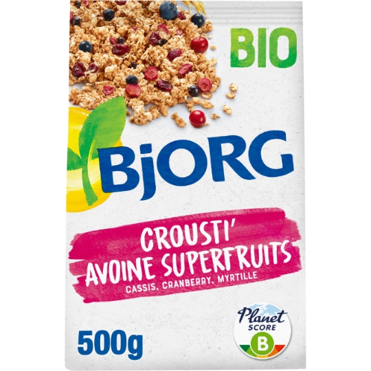 Muesli Crousti Avoine Super Fruits Bio BJORG — La boite de 500g — Lot de 3
