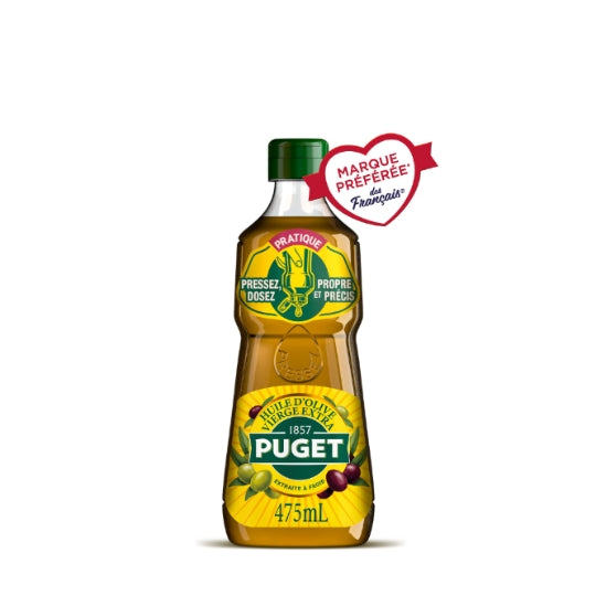 Huile D'Olive Vierge Extra, Stop Goutte PUGET — la bouteille de 475ml — Lot de 3