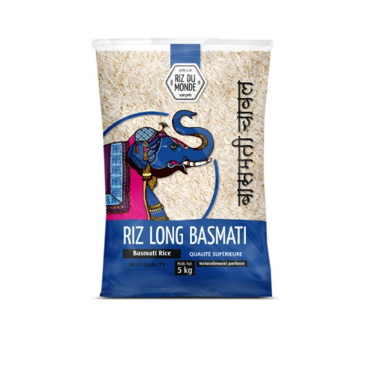 Riz Long Basmati RIZ DU MONDE — le sac de 5 kg — Lot de 3