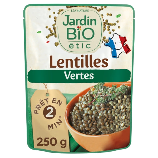 Plat cuisiné lentilles vertes Bio JARDIN BIO ETIC — le sachet de 250g — Lot de 3