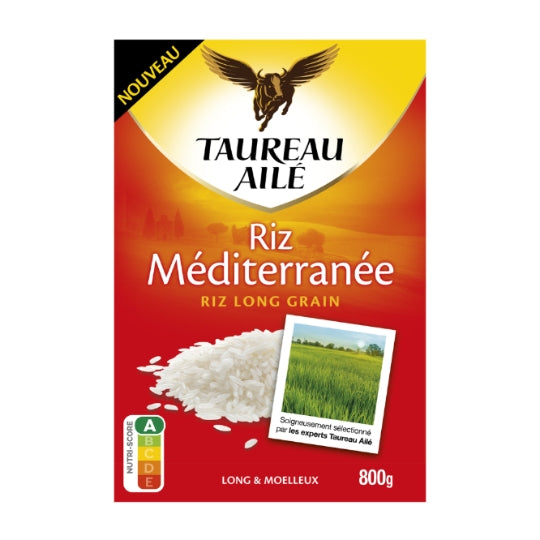 Riz Long Grain Méditerranée TAUREAU AILE — le paquet de 800g — Lot de 3