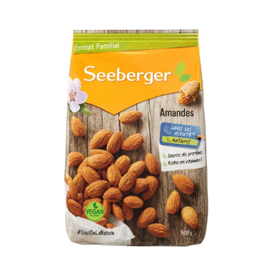 Amandes Décortiquées Natures SEEBERGER — le sachet de 500g — Lot de 3