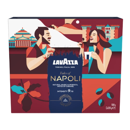 Café Moulu Tales of Italy Napoli Intensité 9/10 LAVAZZA — le lot de 2x 250g — Lot de 3
