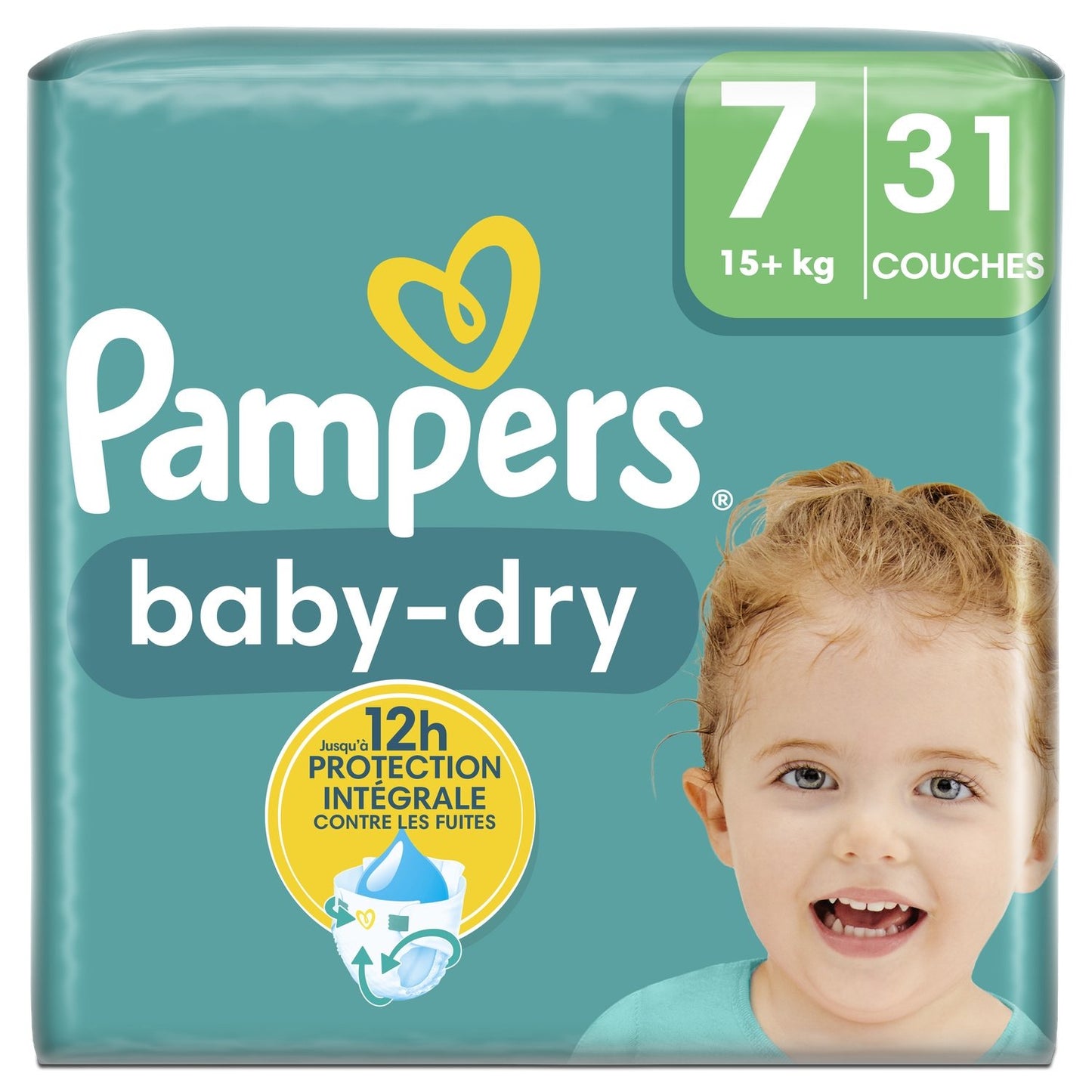 Couches Bébé Taille 7 15kg+ Baby-Dry PAMPERS