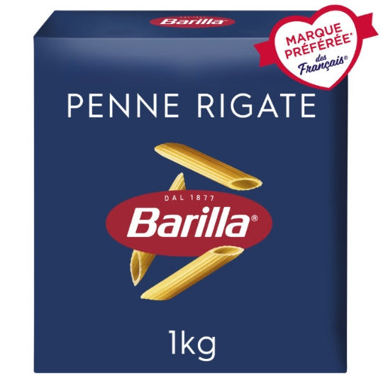 Pâtes penne rigate BARILLA — la boîte de 1kg — Lot de 3
