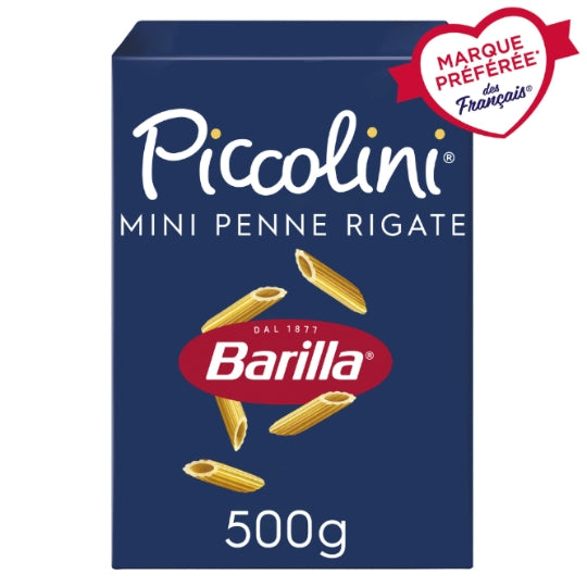 Pâtes mini penne rigate piccolini BARILLA — la boîte de 500g — Lot de 3