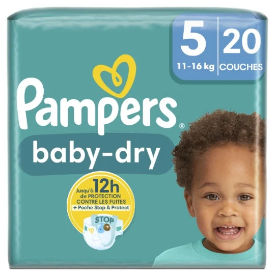 Pack 8 x 20 Couches Pampers Taille 5 – 160 Couches – Baby-Dry