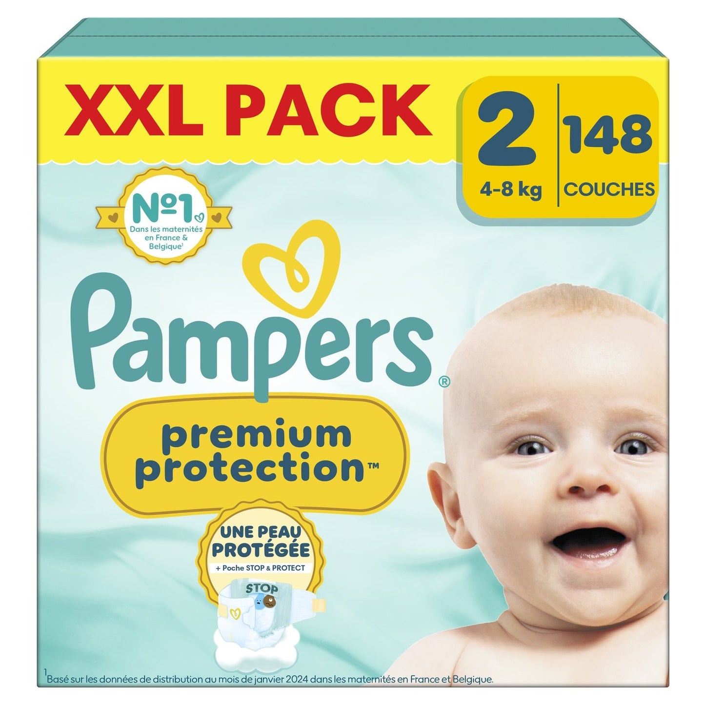 Couches Taille 2 4-8kg Premium Protection XXL Pack PAMPERS