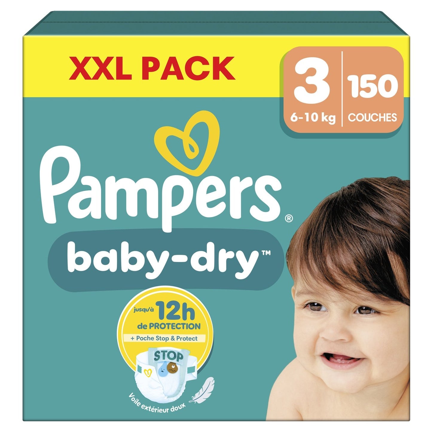 Couches Taille 3 6-10kg XXL Pack Baby-Dry PAMPERS