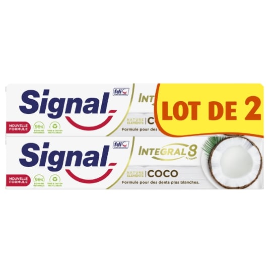 Dentifrice Coco Blancheur SIGNAL — les 2 tubes de 75mL — Lot de 3