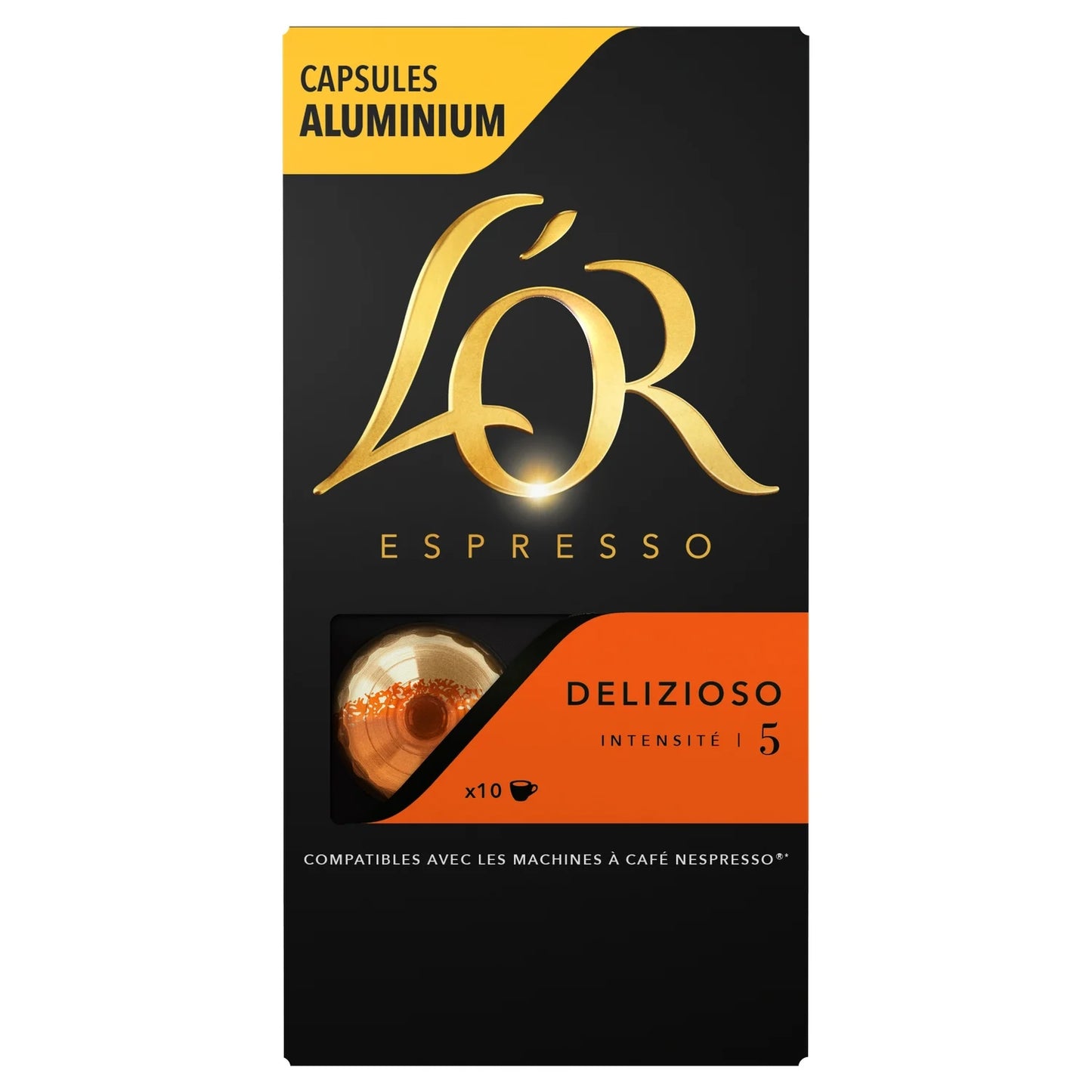 Café Capsules Expresso Intensité 5 Compatible Nespresso L'OR la boite de 10 capsules