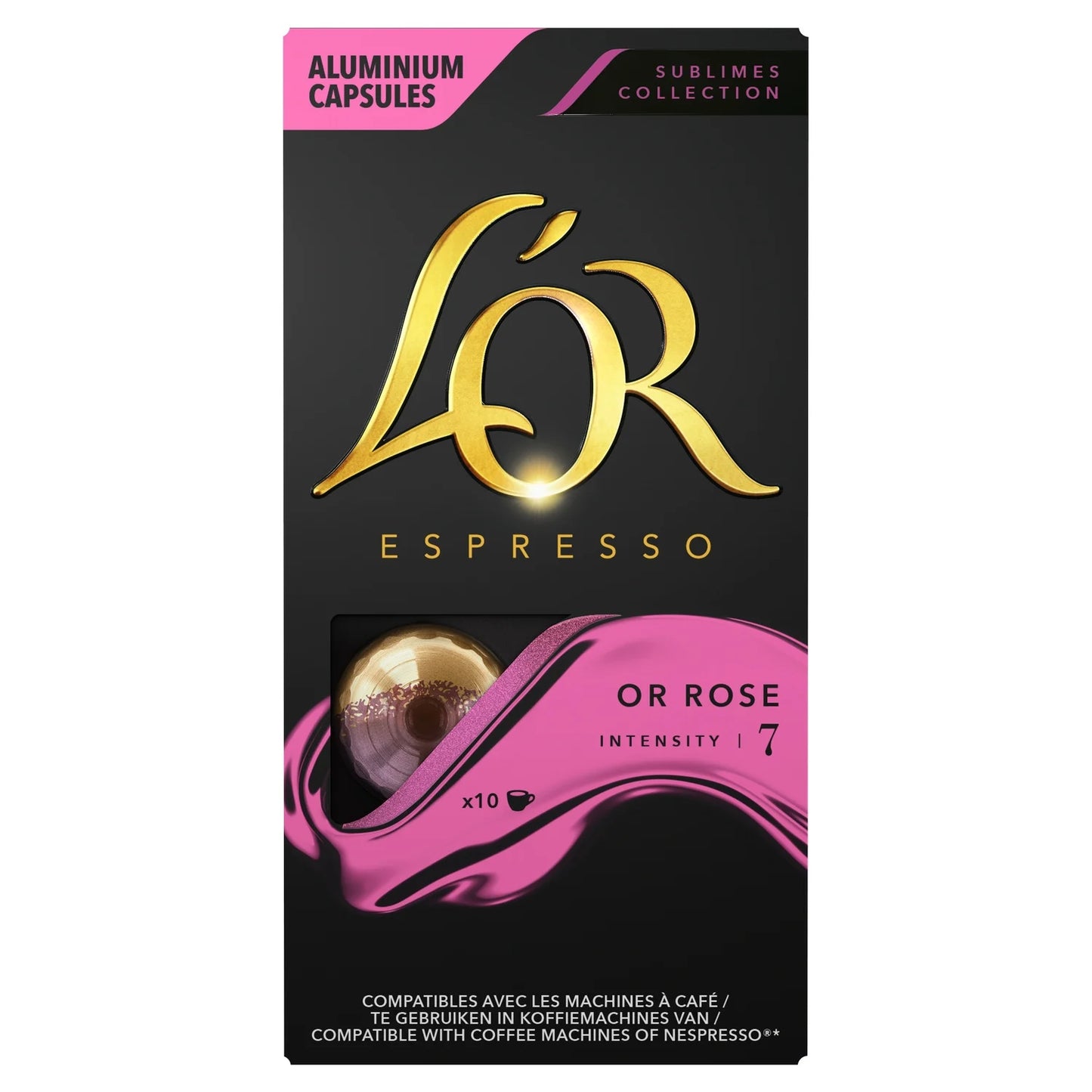 Café Capsules Or Rose Intensité 7 Compatible Nespresso L'OR Café Capsules Or Rose Intensité 7 Compatible Nespresso L'OR Café Capsules Or Rose Intensité 7 Compatible Nespresso L'OR la boite de 10 capsules