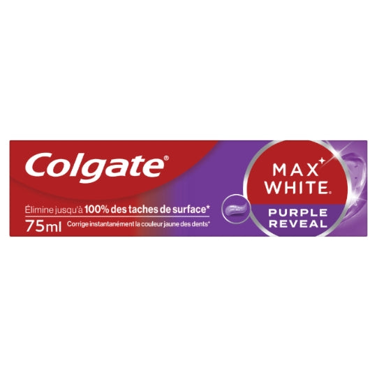 Dentifrice Blancheur Max White Purple Reveal COLGATE — le tube de 75ml — Lot de 3