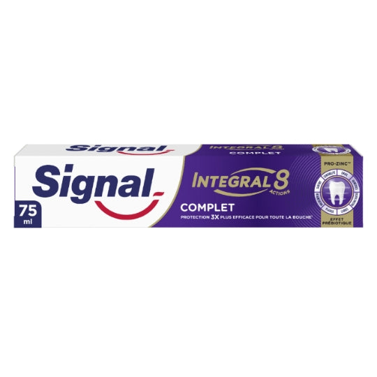 Dentifrice Integral 8 Complet Effet Prébiotique SIGNAL — le tube de 75mL — Lot de 3