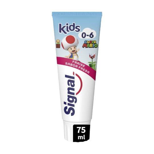 Dentifrice Enfant 0-6 ans Fluoré Fraise Super Mario SIGNAL — le tube de 75mL — Lot de 3