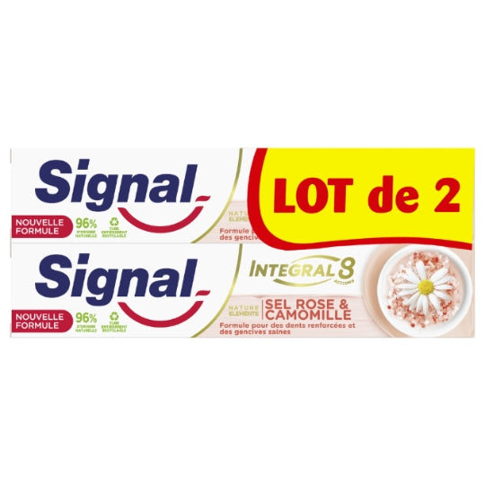 Dentifrice Integral 8 Elements Naturels Sel Rose Camomille SIGNAL — les 2 tubes de 75mL — Lot de 3