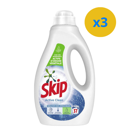 SKIP LESSIVE LIQUIDE ACTIVE CLEAN 37 LAVAGES 1,665L