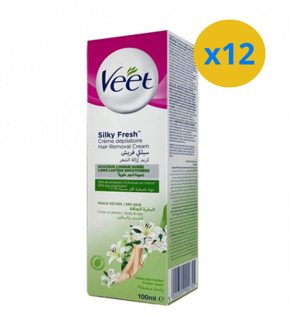 4 Х VEET CRÈME DÉPILATOIRE SILKY FRESH - PEAUX SÈCHES 100ML