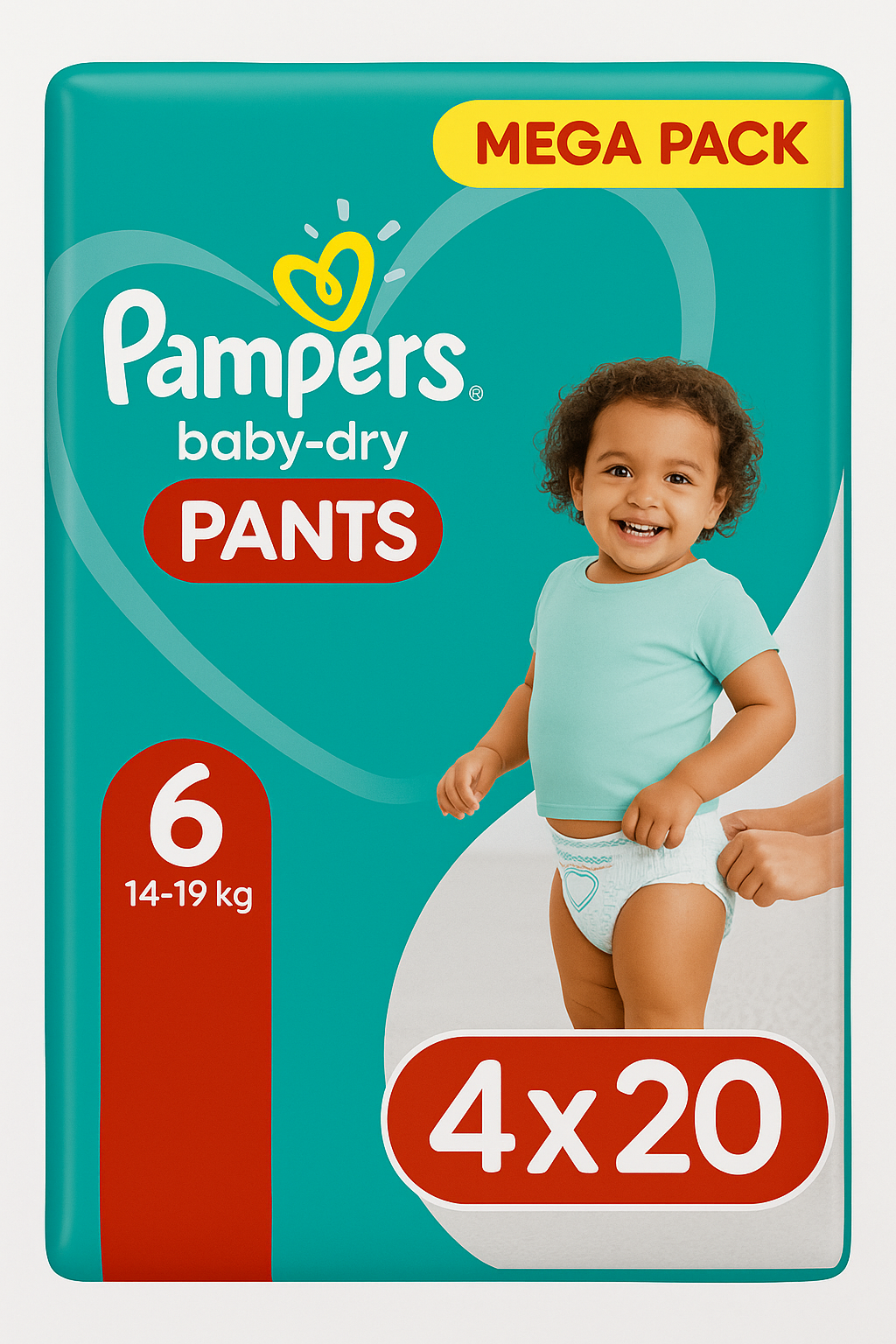 Pack Pampers Baby-Dry Pants Taille 6 – 4 x 20 couches (14-19 kg)