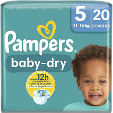 PAMPERS COUCHE BABY-DRY TAILLE 5 (11-16KG) - 20
