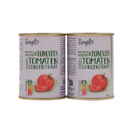Double concentré de tomates SIMPL — les 2 boites de 140g — Lot de 3