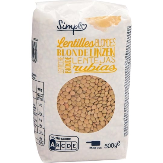 Lentilles Blondes SIMPL — la boite de 500g — Lot de 3