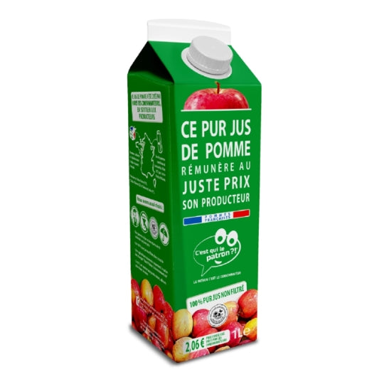 Jus de Pomme Pur Jus C'EST QUI LE PATRON ? — la brique de 1 L — Lot de 3