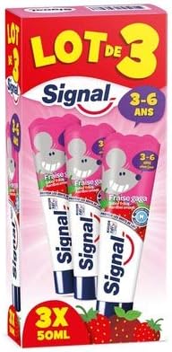 Signal Dentifrice enfant goût fraise, 3-6 ans - Le flacon de 50ml lot de 3 - Blaiche