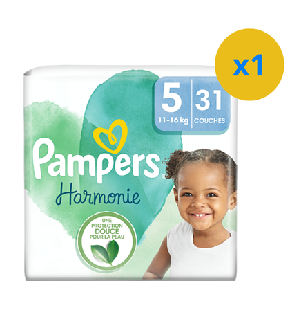 PAMPERS COUCHES BÉBÉ HARMONIE -TAILLE 5 - 31 COUCHES (11 -16KG )