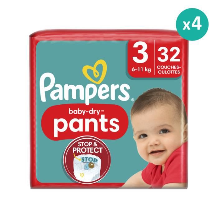 PAMPERS COUCHE BABY-DRY PANTS TAILLE 3 (6-11KG) 32 COUCHES PAMPERS
