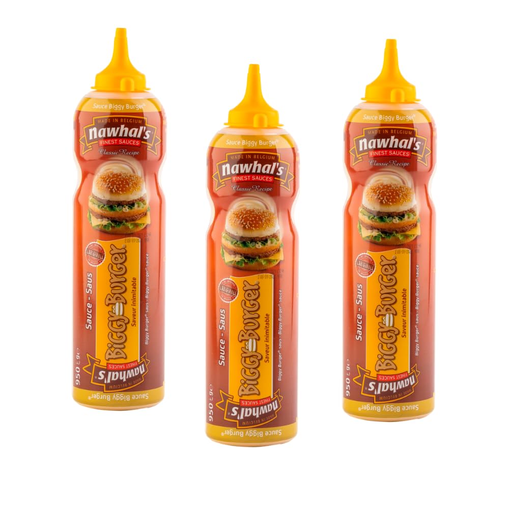 Nawhal’s Sauce Biggy Burger 500 Ml Lot de 3 - Sauce gourmande, avec des notes de tomates et moutarde - Mélange de saveurs légèrement épicées et sucrées - Idéale pour accompagner vos burgers.