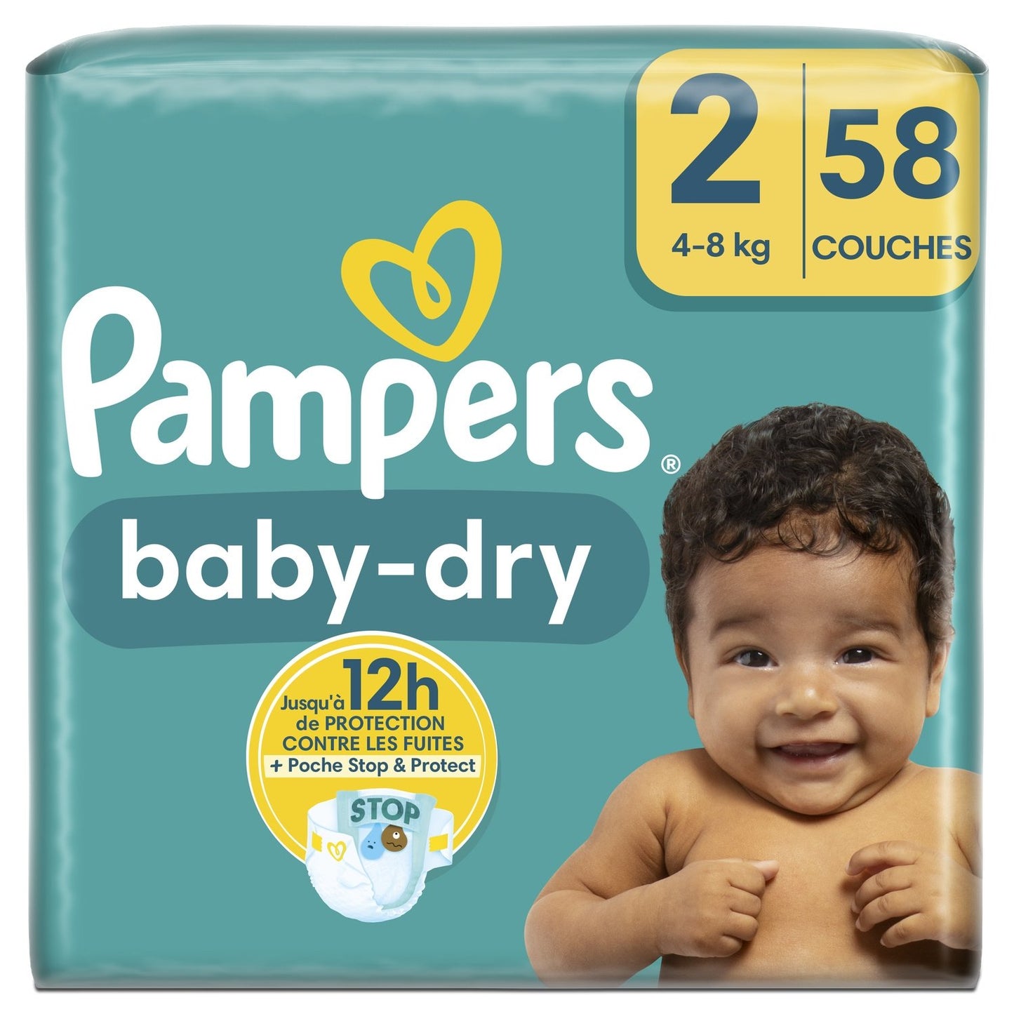 Couches Bébé Taille 2 4-8kg Baby-Dry PAMPERS