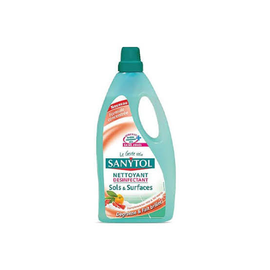 NETTOYANT DESINFECTANT SANYTOL SOLS & SURFACES DEGRAISSE & ASSAINIT PAMPLEMOUSSE ROSE & SEL MARIN 1L