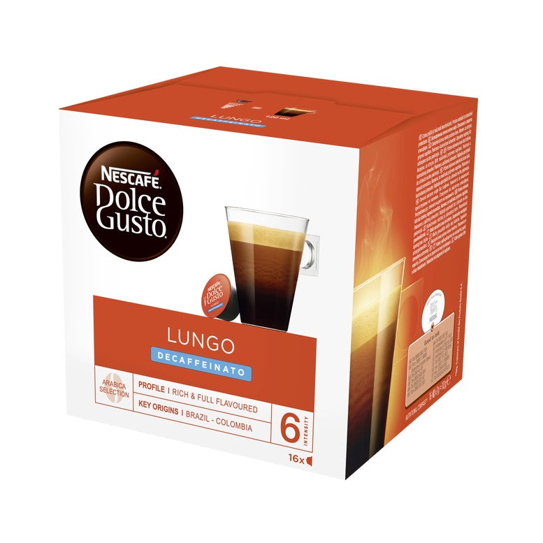 Nescafé Dolce Gusto Lungo Decaféinato (16 Dosettes) - Capsules de café décaféiné