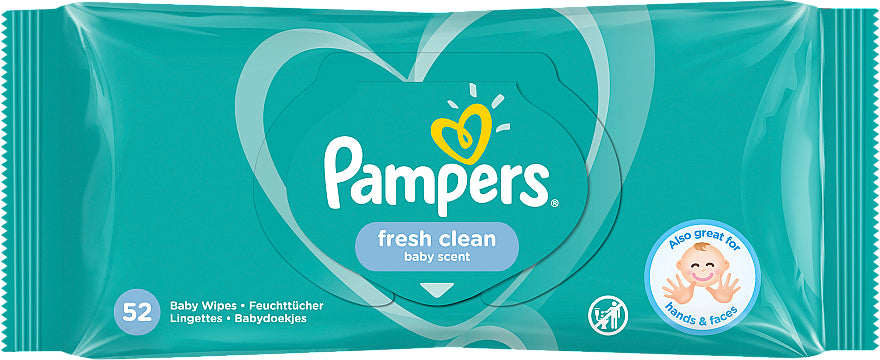 LINGETTES PAMPERS FRESH CLEAN -52 PIECES