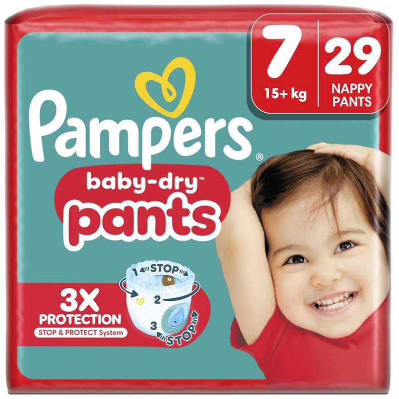 PAMPERS COUCHE BABY-DRY PANTS TAILLE 7 (17 + KG ) 29 COUCHES